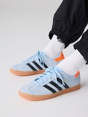 adidas Originals Blue Junior Gazelle Trainers - Image 1 of 14