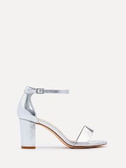 Linzi Silver Legacy Wide Fit Barely There Closed Back Block Heeled Sandals - Image 2 of 5