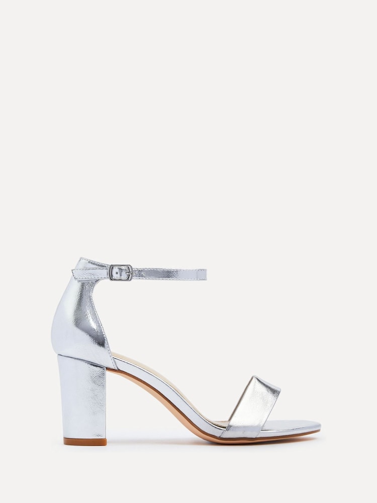Linzi Silver Legacy Wide Fit Barely There Closed Back Block Heeled Sandals - Image 2 of 5