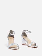 Linzi Silver Legacy Wide Fit Barely There Closed Back Block Heeled Sandals - Image 3 of 5
