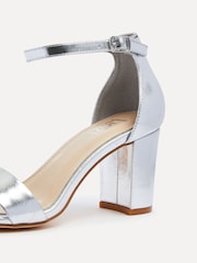 Linzi Silver Legacy Wide Fit Barely There Closed Back Block Heeled Sandals - Image 4 of 5
