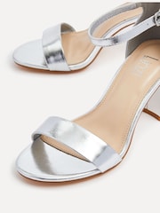 Linzi Silver Legacy Wide Fit Barely There Closed Back Block Heeled Sandals - Image 5 of 5