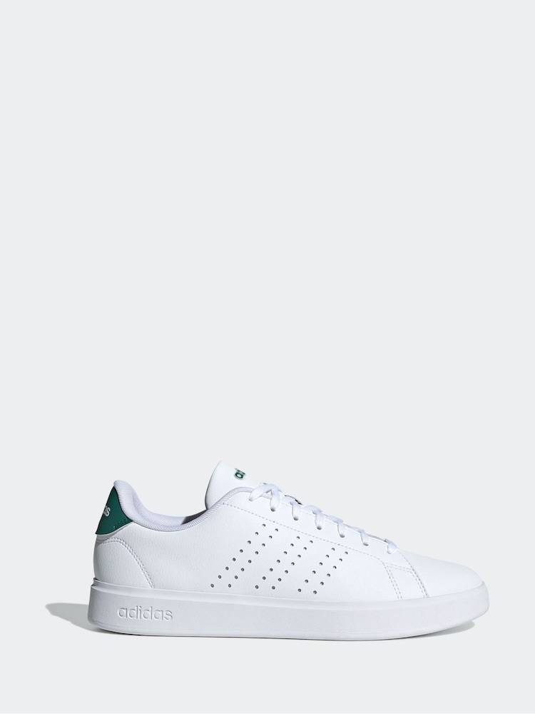adidas White/Green Advantage Trainers - Image 1 of 10