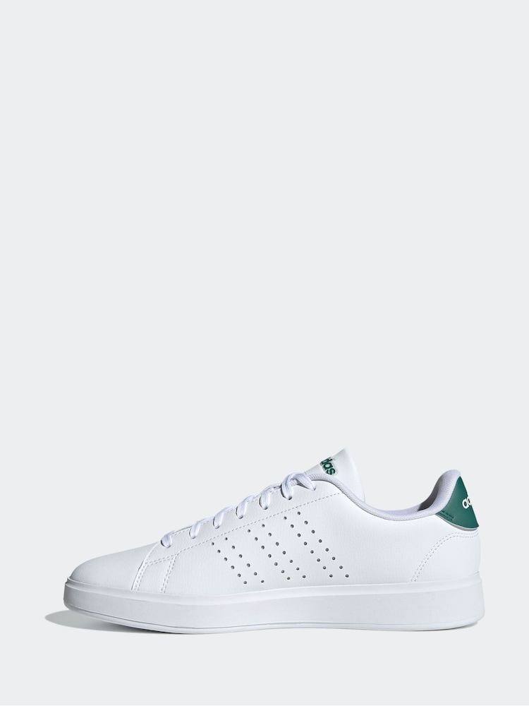adidas White/Green Advantage Trainers - Image 2 of 10