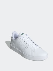 adidas White/Green Advantage Trainers - Image 3 of 10