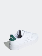 adidas White/Green Advantage Trainers - Image 4 of 10