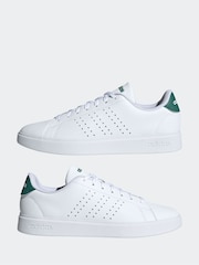 adidas White/Green Advantage Trainers - Image 5 of 10