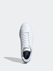 adidas White/Green Advantage Trainers - Image 7 of 10