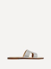 Linzi White/Green/Tan Embellished Flat Becca Diamante Sandals - Image 3 of 6
