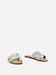 Linzi White/Green/Tan Embellished Flat Becca Diamante Sandals - Image 4 of 6