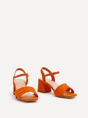 Linzi Orange Vivian Wide Fit Heeled Sandals With Crossover Front Strap - Image 3 of 5