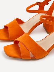 Linzi Orange Vivian Wide Fit Heeled Sandals With Crossover Front Strap - Image 4 of 5