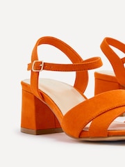 Linzi Orange Vivian Wide Fit Heeled Sandals With Crossover Front Strap - Image 5 of 5