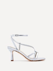 Linzi Silver Cassie Wide Fit Mid Heel Strappy Sandals With Ankle Strap - Image 2 of 5