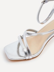 Linzi Silver Cassie Wide Fit Mid Heel Strappy Sandals With Ankle Strap - Image 4 of 5