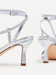 Linzi Silver Cassie Wide Fit Mid Heel Strappy Sandals With Ankle Strap - Image 5 of 5