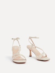 Linzi Nude Cassie Wide Fit Mid Heel Strappy Sandals With Ankle Strap - Image 3 of 5