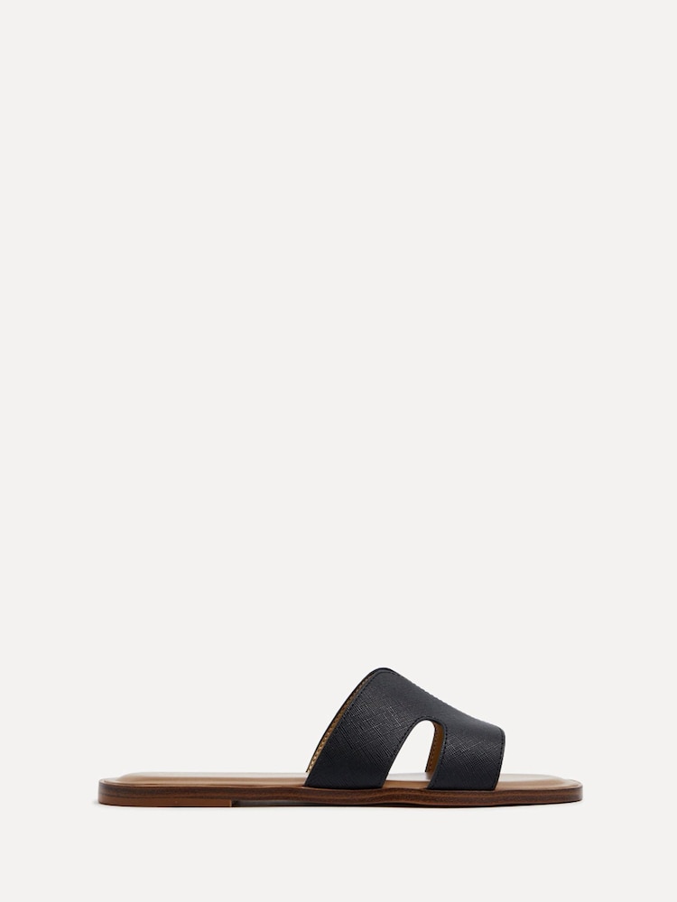 Linzi Black Petra Flat Sliders With Open Loop Detailing - Image 2 of 5
