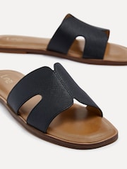 Linzi Black Petra Flat Sliders With Open Loop Detailing - Image 4 of 5