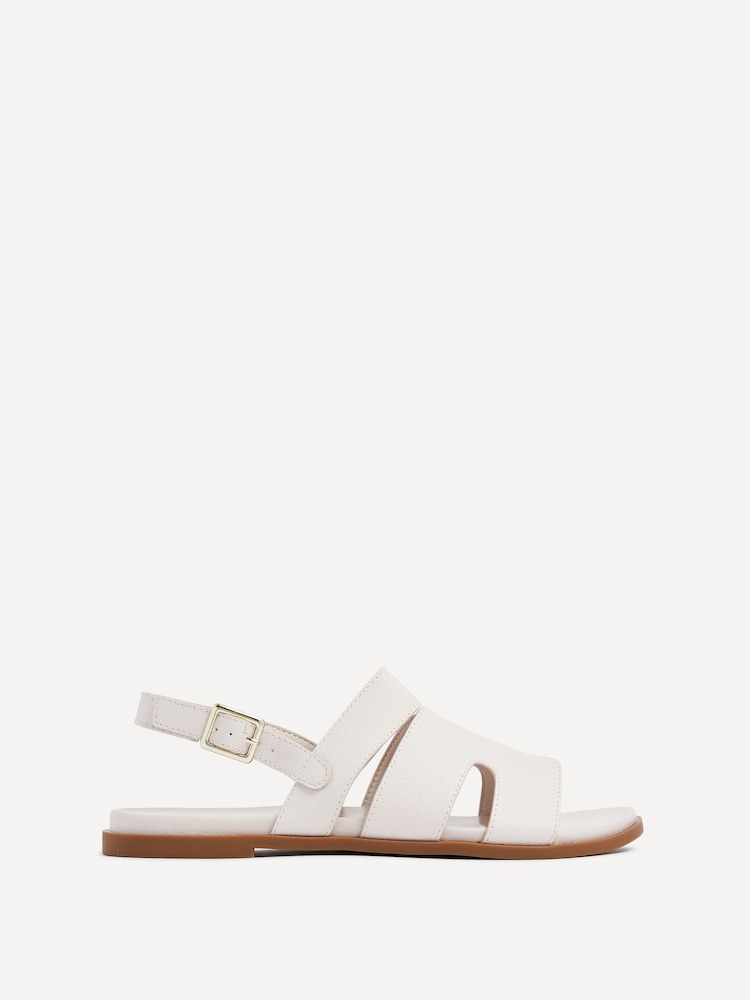 Linzi White Island Flat Sandals With Velcro Strap - Image 2 of 5