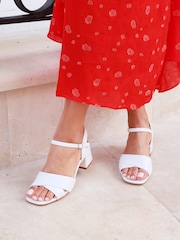 Linzi White Vivian Wide Fit Heeled Sandals With Crossover Front Strap - Image 1 of 5