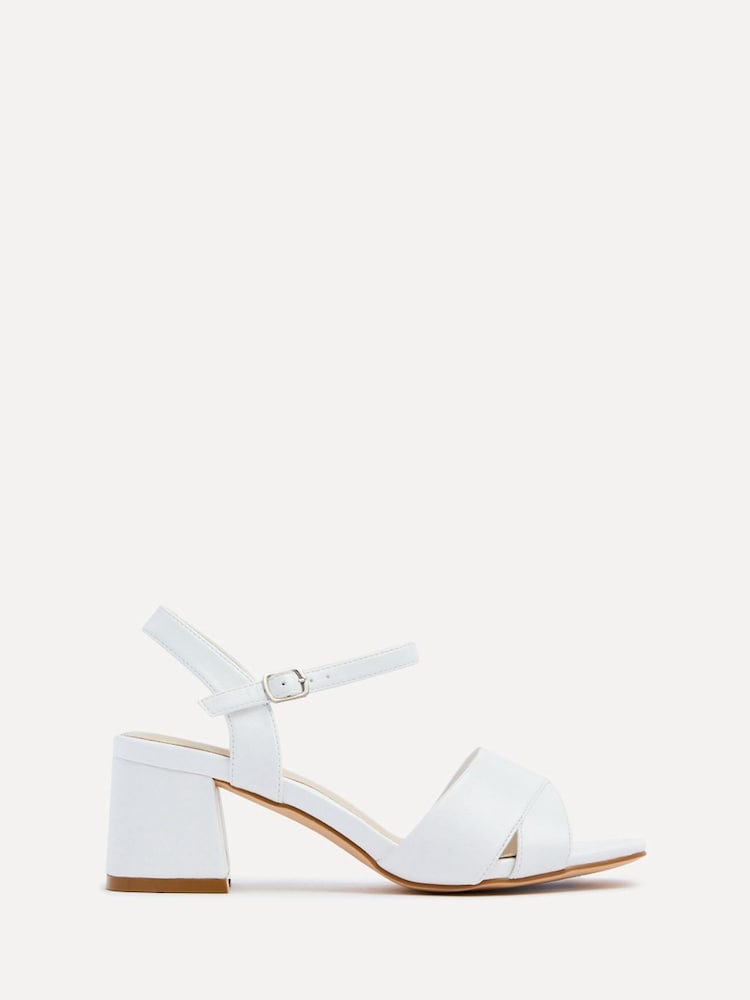 Linzi White Vivian Wide Fit Heeled Sandals With Crossover Front Strap - Image 2 of 5