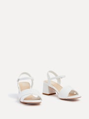 Linzi White Vivian Wide Fit Heeled Sandals With Crossover Front Strap - Image 3 of 5