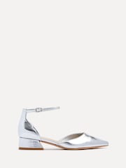 Prata - Linzi Wide Fit Dolly Low Block Court Heels - Imagem 2 de 5