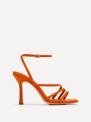 Linzi Orange Scarlett Faux Leather Strappy Heel Sandals With Ankle Strap - Image 2 of 5