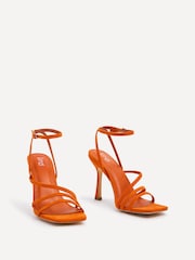 Linzi Orange Scarlett Faux Leather Strappy Heel Sandals With Ankle Strap - Image 3 of 5
