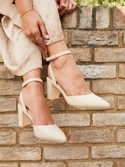 Linzi Nude Carrie Open Back Court Block Heels - Image 1 of 5