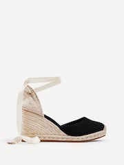 Linzi Black Bryony Closed Toe Espadrille Inspired Wedge Sandals - Image 3 of 6