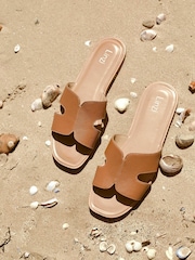 Linzi Brown Petra Flat Sliders With Open Loop Detailing - Image 6 of 7
