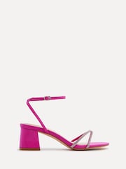 Linzi Pink Dulcie Heeled Sandals With Diamante Front Strap - Image 2 of 5