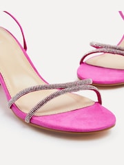 Linzi Pink Dulcie Heeled Sandals With Diamante Front Strap - Image 4 of 5