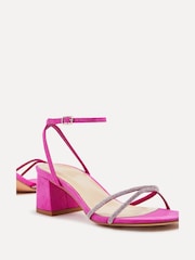 Linzi Pink Dulcie Heeled Sandals With Diamante Front Strap - Image 5 of 5