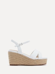 Linzi White Wide Fit Desert Rope Epadrilles Platform Wedges - Image 2 of 5