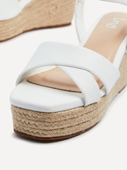 Linzi White Wide Fit Desert Rope Epadrilles Platform Wedges - Image 5 of 5