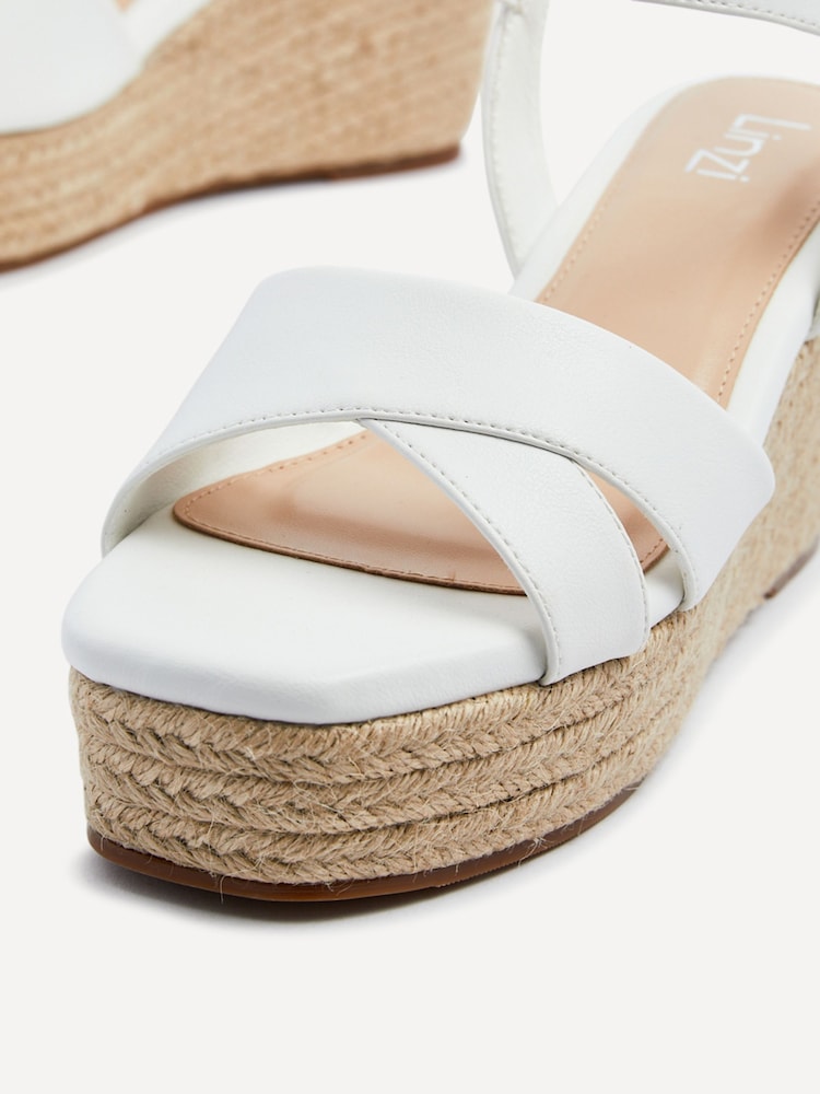 Linzi White Wide Fit Desert Rope Epadrilles Platform Wedges - Image 5 of 5