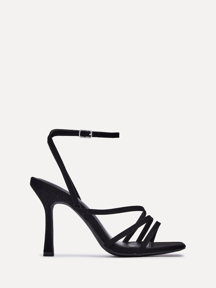 Linzi Black Scarlett Faux Leather Strappy Heel Sandals With Ankle Strap - Image 2 of 5