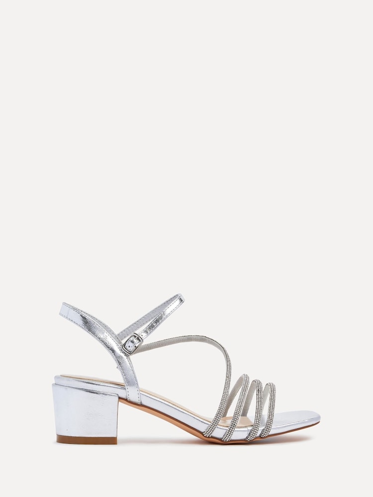 Linzi Silver Riri Diamante Embellished Strappy Heels - Image 2 of 5