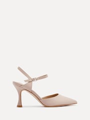 Nude - Zapatos de tacón de corte ancho con parte trasera abierta y tira en el tobillo de Linzi - Imagen 2 de 5