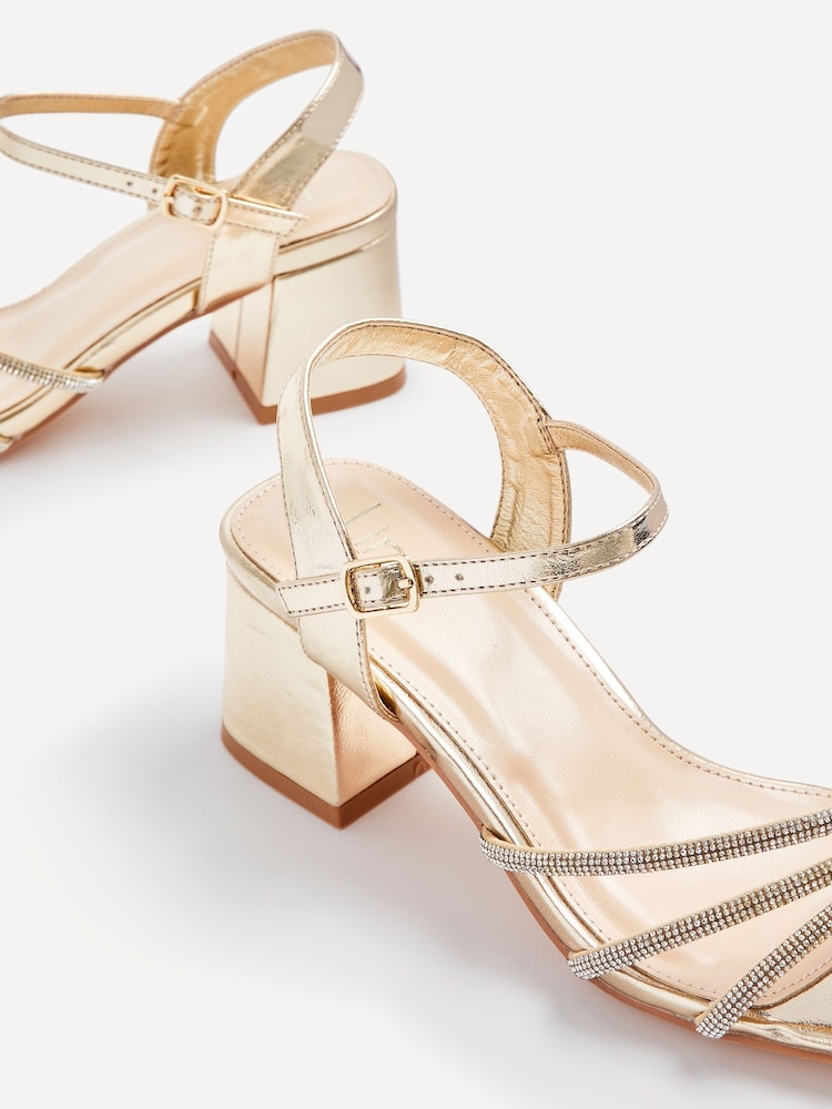 Linzi Gold Wide Fit Mariah Embellished Heeled Sandals - Image 5 of 5