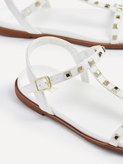Linzi White Bliss T-Post Flat Sandals With Stud Embellishment - Image 5 of 5