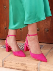 Linzi Pink Carrie Open Back Court Block Heels - Image 1 of 5