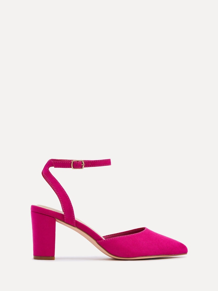 Linzi Pink Carrie Open Back Court Block Heels - Image 2 of 5