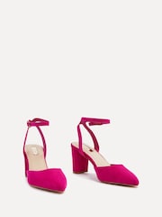 Linzi Pink Carrie Open Back Court Block Heels - Image 3 of 5