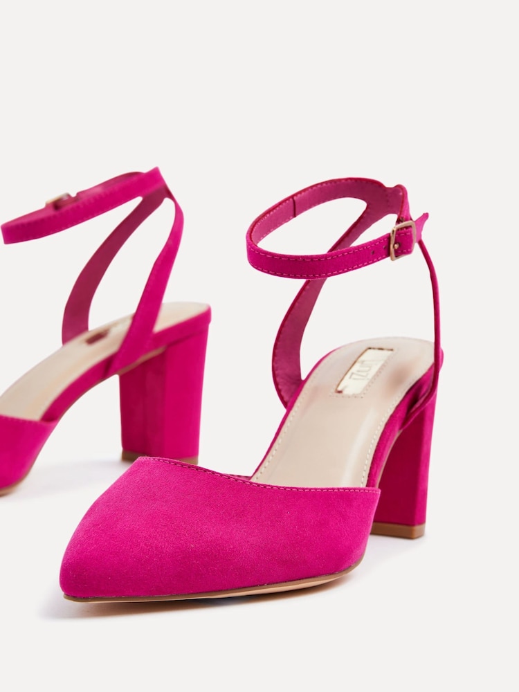 Linzi Pink Carrie Open Back Court Block Heels - Image 5 of 5