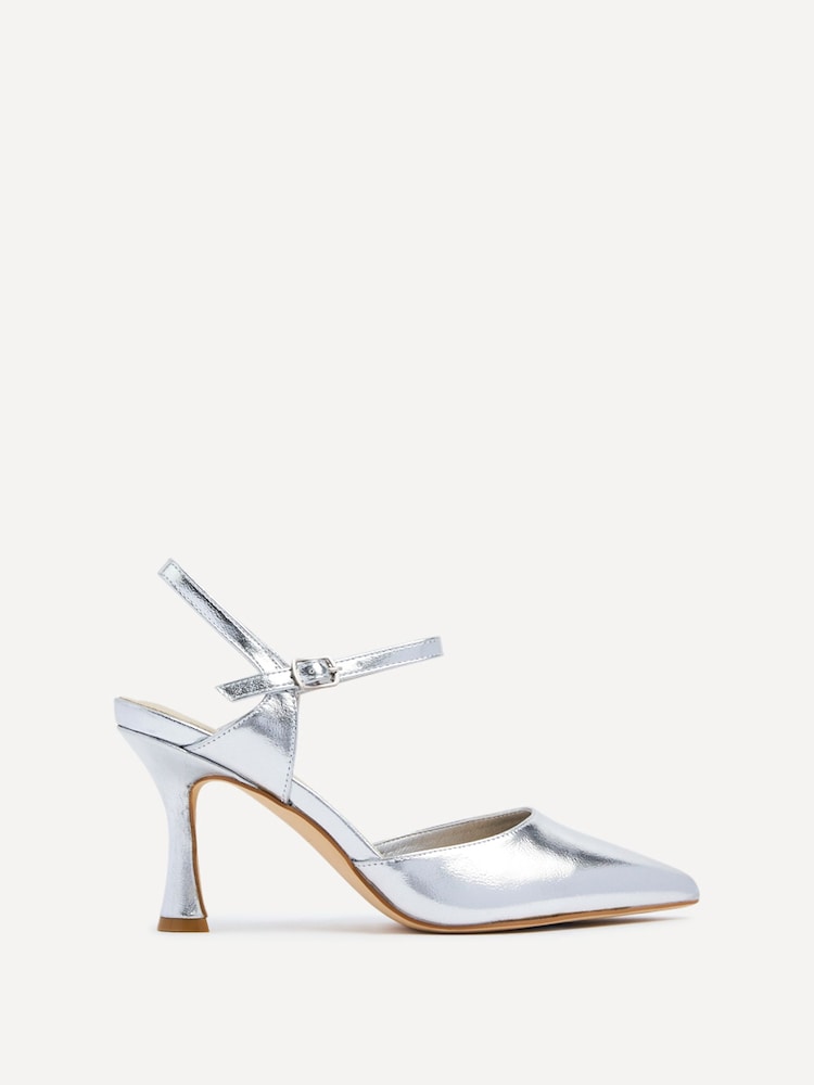 Linzi Silver Wide Fit Open Back Stiletto Court Heels - Image 2 of 5