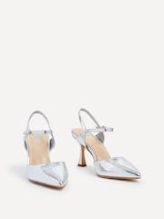 Linzi Silver Wide Fit Open Back Stiletto Court Heels - Image 3 of 5